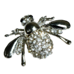 Clear Crystal Bee Brooch Silver Setting