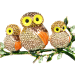 Owl Crystal Brooch