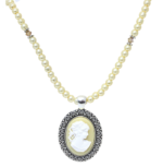 Cameo Necklace with Pearl and Crystals - Image 5