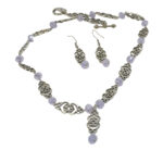 Victorian Silver Filigree and Crystal Necklace Earring Set - Image 3