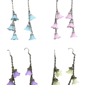 Delicate Lucite 3 Flower Dangle Earrings