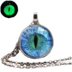 Blue Eye Glow in the Dark Pendant Necklace