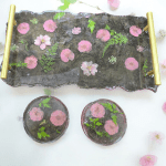 Victorian Floral Resin Tray and Coaster Set