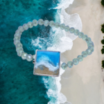 Beach Sand and Ocean Wave Crystal Square Stretch Bracelets