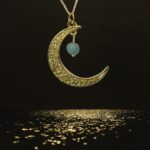 Gold Moon Necklace with Assorted Gemstones