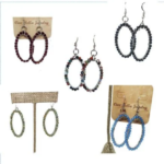 Gemstone Oval  Hoop Earrings