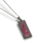 Breast Cancer Awareness Resin Rectangle Necklace