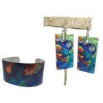 Modern Art Cuff Bracelets and Earrings Set