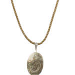 Jasper Pendant Necklace on Long Golden Leather Cord