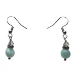 Aqua Amazonite Gemstone Earrings with Crystal Accents
