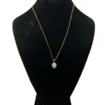 Aqua Amazonite Gemstone Pendant Necklace and Earring Set