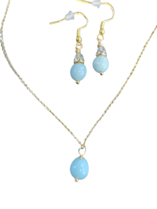 Gold Amazonite earrings and necklace