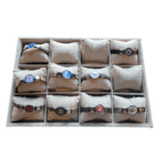 Linen Bracelet Counter Display with Pillows - Showcase 12 Bracelets or Brooches