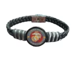 Military Logo Unisex Braided Leather Bracelets (Pack of 50): Marine Corps, Army, Navy, Air Force, Coast Guard, Space Force