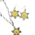 Sunshine All Around: Sunflower Pendant and Earring Set