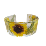 Real Pressed Flower Resin Cuff Bracelet - Handmade Botanical Jewelry - Dried Flowers from Western PA - Unique Nature Gift for Her