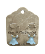 Golden Delicate Lucite Flower & Pearl Hoop Earrings - Image 4