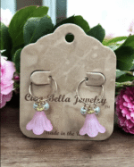 Golden Delicate Lucite Flower & Pearl Hoop Earrings - Image 8