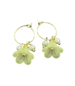 Golden Delicate Lucite Flower & Pearl Hoop Earrings - Image 12