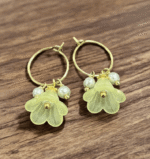 Golden Delicate Lucite Flower & Pearl Hoop Earrings - Image 13