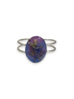 Oval Pressed Flower Resin Cuff Bracelet - Image 2