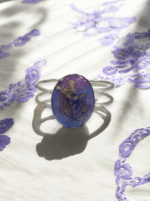Oval Pressed Flower Resin Cuff Bracelet