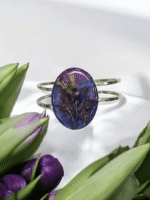 Oval Pressed Flower Resin Cuff Bracelet - Image 14