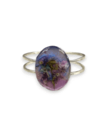 Oval Pressed Flower Resin Cuff Bracelet - Image 13