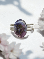 Oval Pressed Flower Resin Cuff Bracelet - Image 12