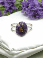 Oval Pressed Flower Resin Cuff Bracelet - Image 7