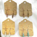 Crystal Accent Gemstone Drop Earrings - Gold and Silver Tone