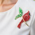 Shimmering Cardinal Gemstone Brooches - Male and Female