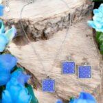 Quilt Mosaic Ensemble - Patterned Necklace and Earrings Set