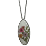 Handmade Oval Resin Flower Necklace - Minimalist Nature Jewelry Gift